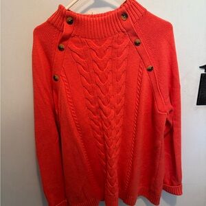 Talbots Coral Cable Knit Turtleneck Sweater
